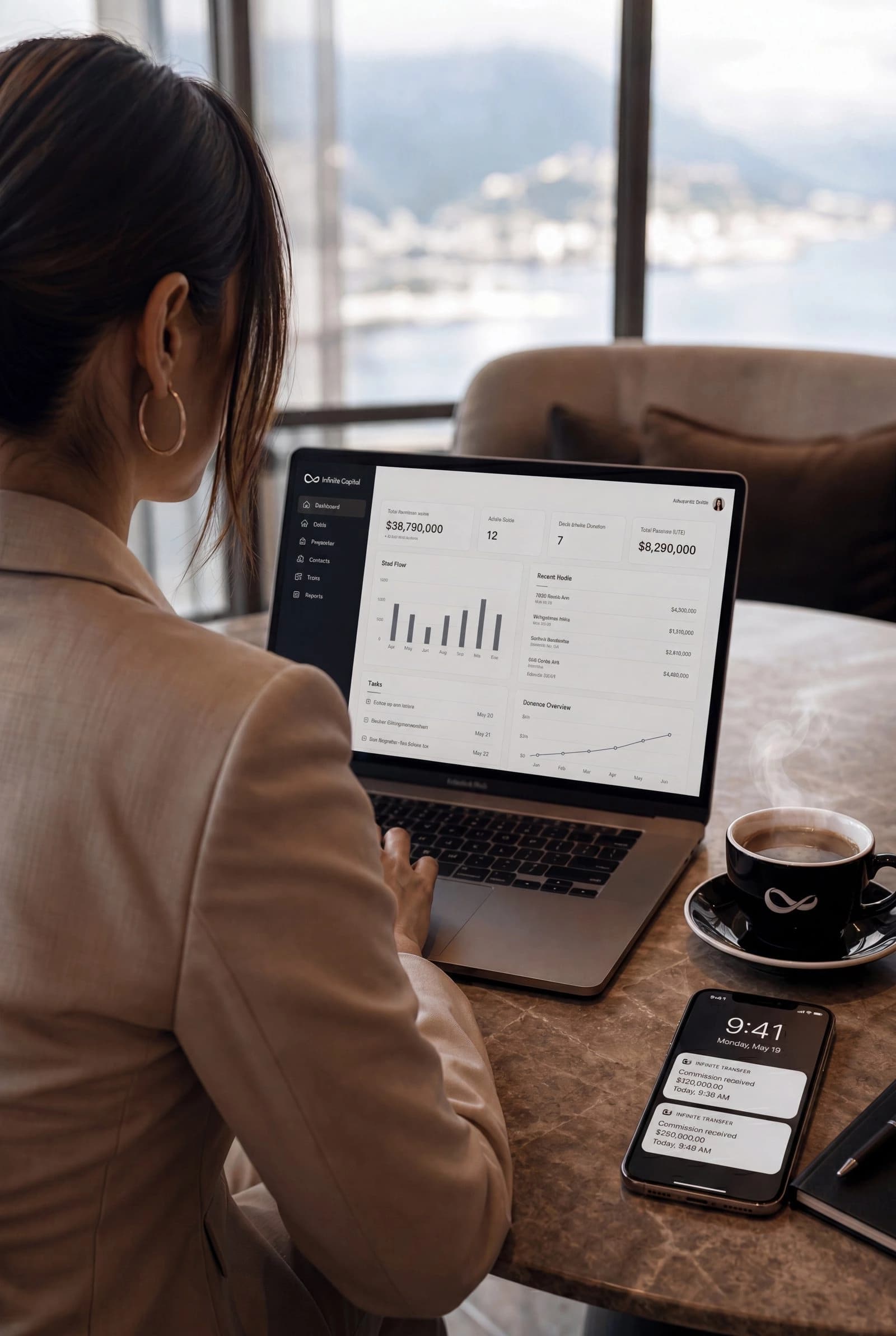 Elite sales professional working on a laptop